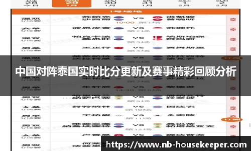 中国对阵泰国实时比分更新及赛事精彩回顾分析